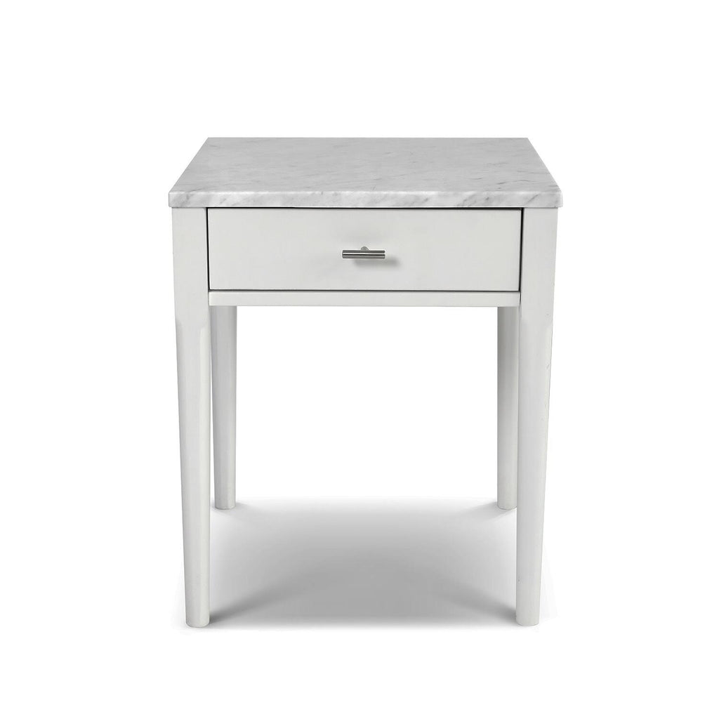 Square Italian Carrara White Marble Side Table with Legs - Tan G8240