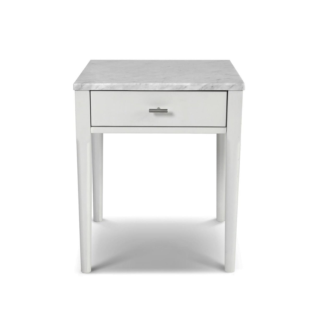 Square Italian Carrara White Marble Side Table with Legs - Tan G8240