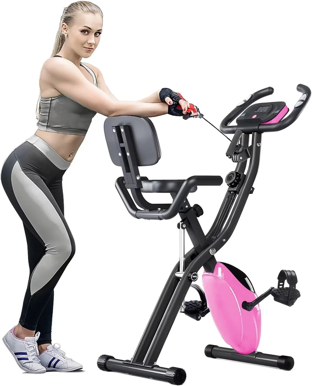 Foldable Magnetic Exercise Bike 300 lbs with Backrest R838