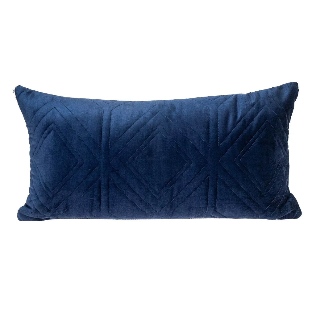 Navy Quilted Velvet Lumbar Pillow M805