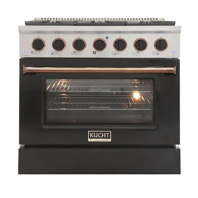36 Pro-Style Natural Gas Dual Fuel Range in Black with Gold Accents N19870