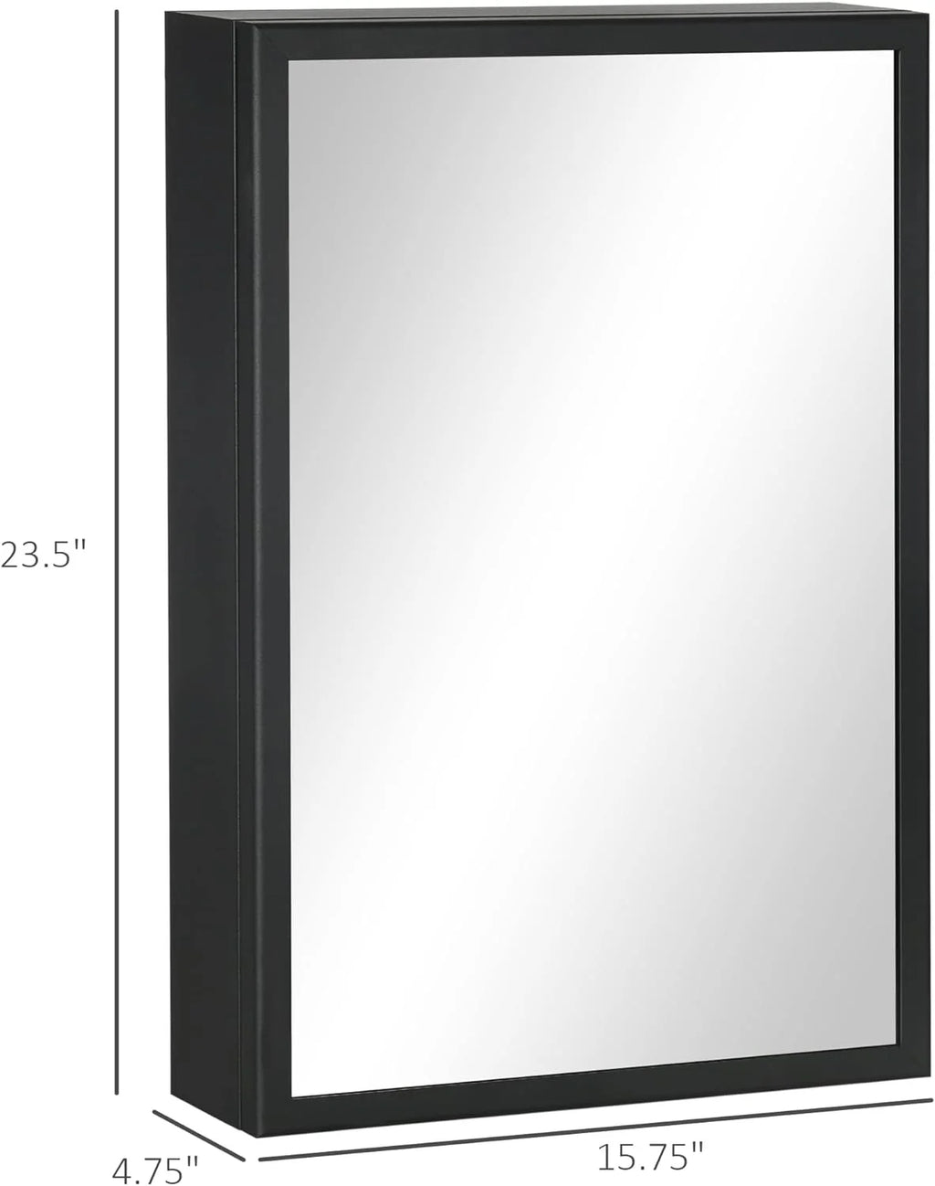 Black Stainless Steel Wall-Mounted Medicine Cabinet with Mirror T477777