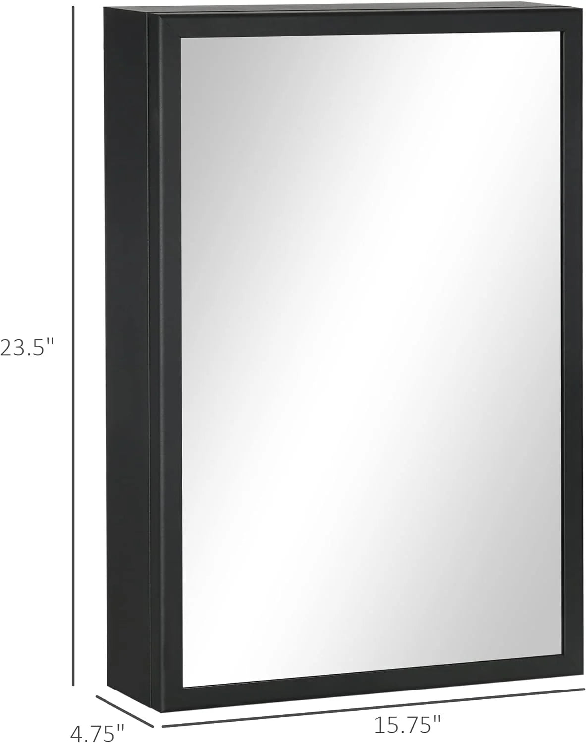 Black Stainless Steel Wall-Mounted Medicine Cabinet with Mirror T477777