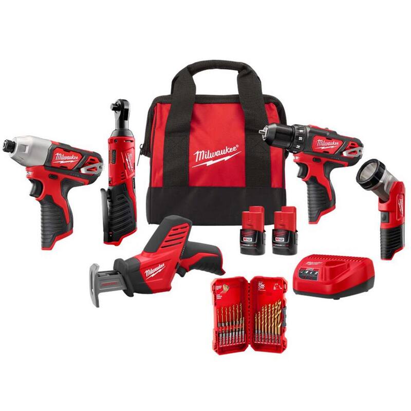 12V Cordless 5-Tool Combo Kit with Titanium Drill Bit Set J3689