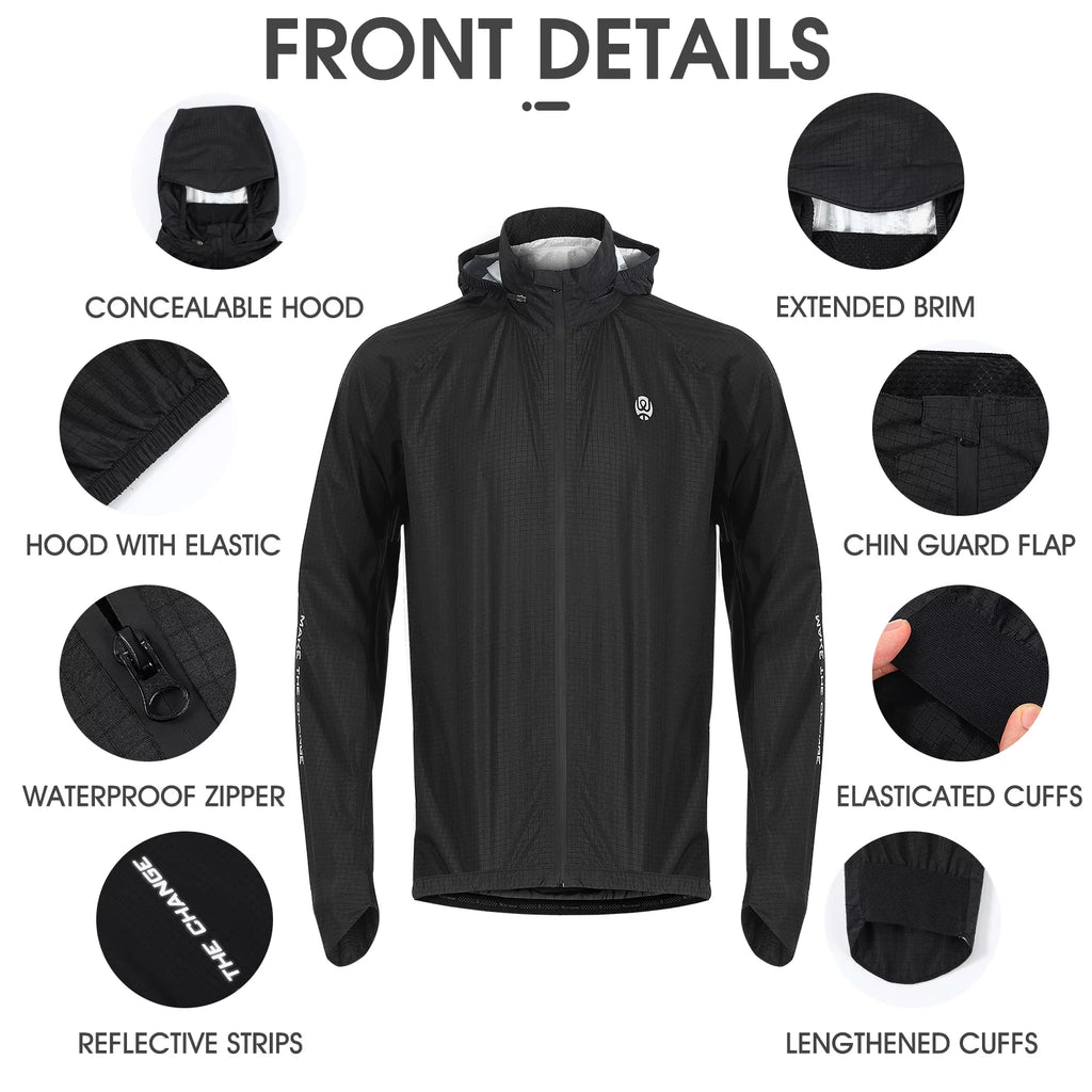 Black Windproof Cycling Jacket S24383