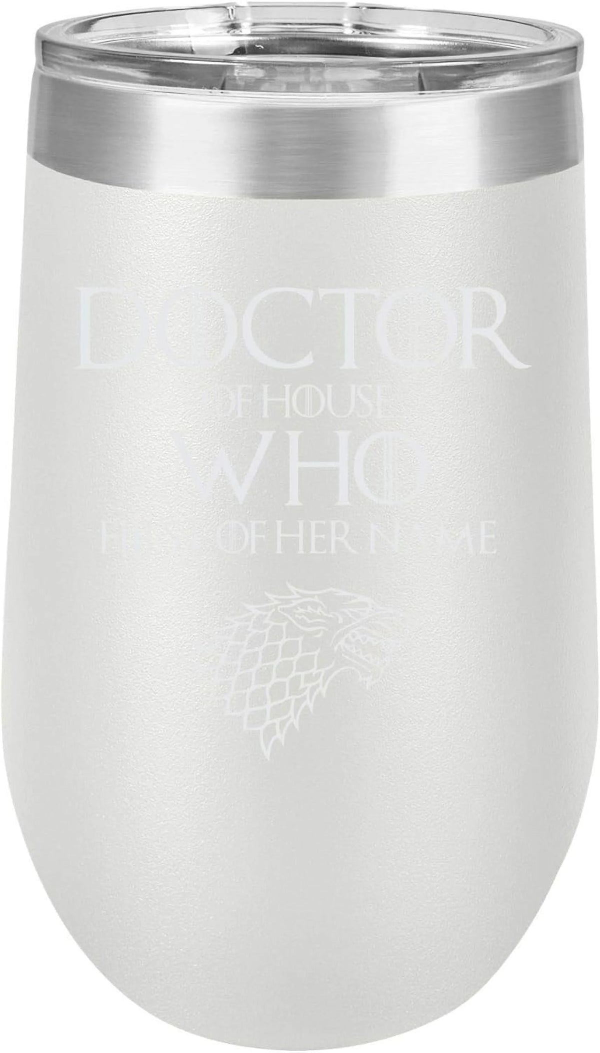 Engraved Stainless Steel Wine Tumbler, 16 Oz, White X488