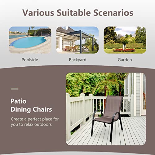 Set of 4 Stackable Patio Dining Chairs with Armrests W636