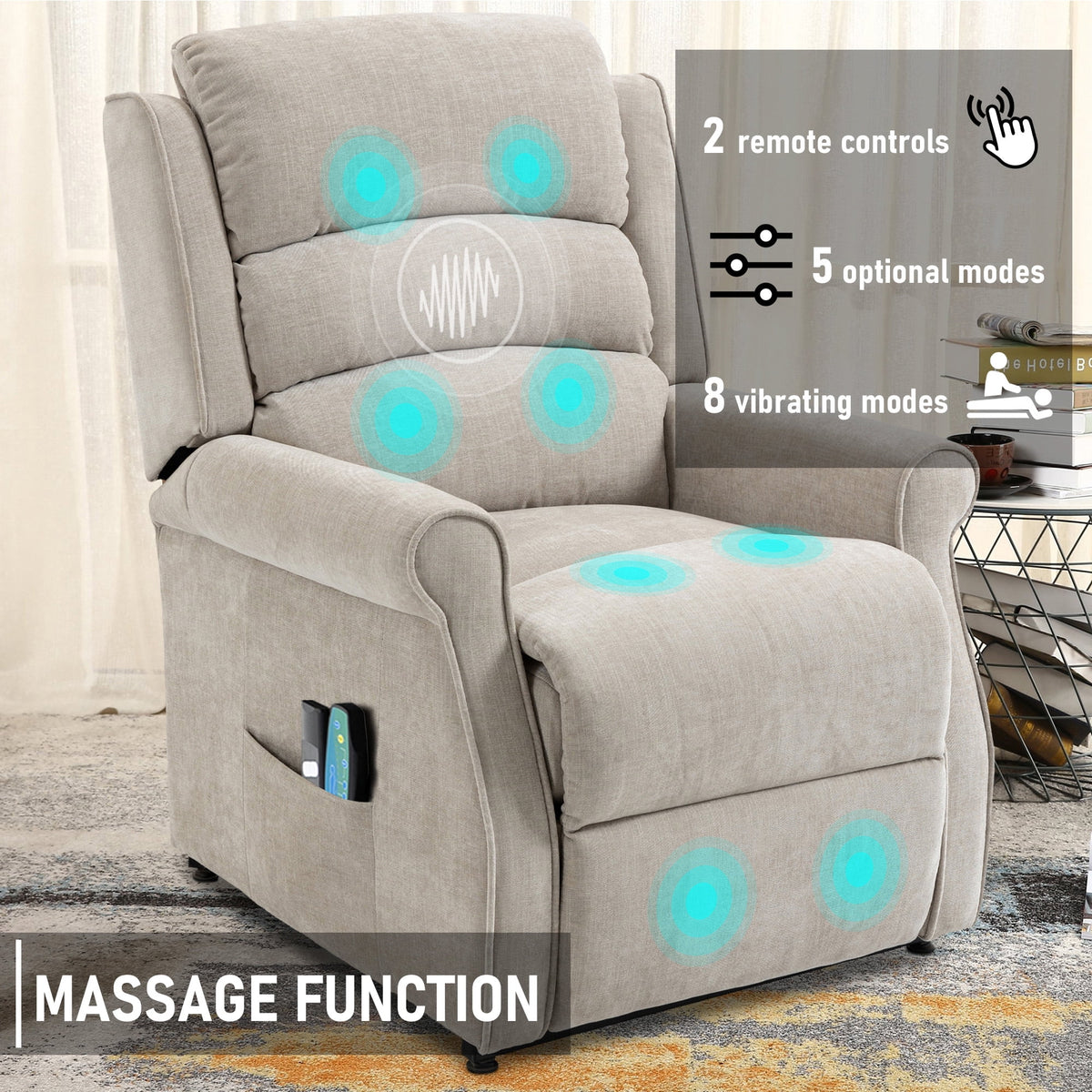 Beige Chenille Knit Power Lift Recliner Chair S822092