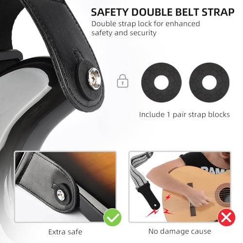3.5" Wide Padded Adjustable Guitar Strap with Strap Locks E545819