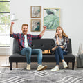 Black Faux Leather Convertible Futon Sofa Bed C80018
