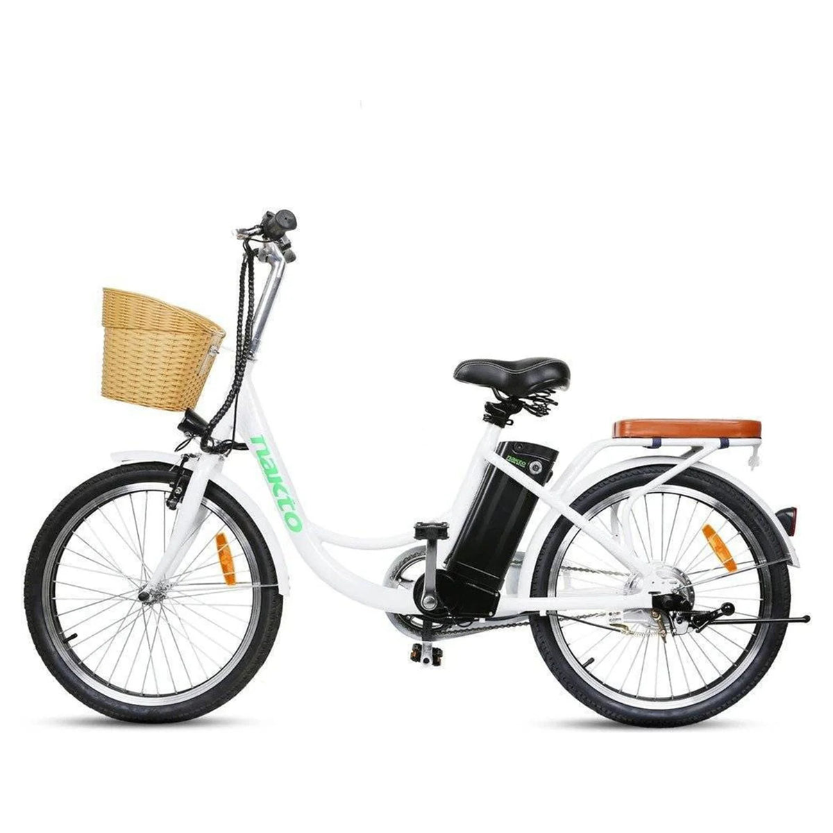 White 22in Electric Bike with Basket & LCD Screen T282195