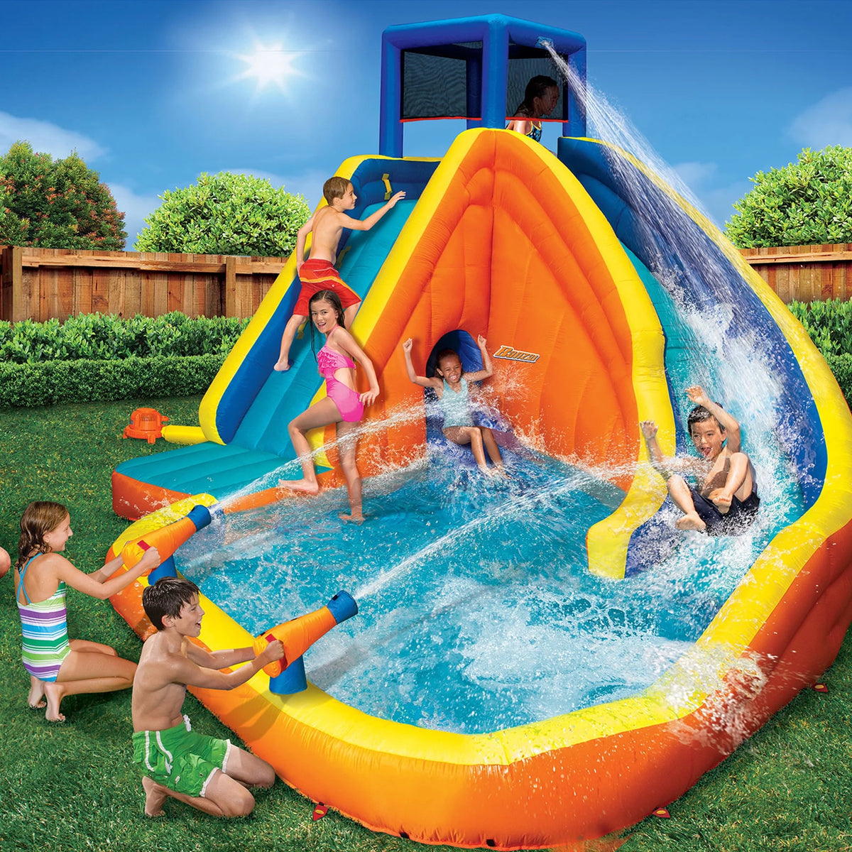 Inflatable Water Park with Slide and Water Cannons V4516