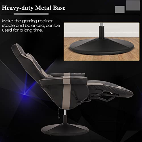 Black Grey Gaming Chair with Footrest and Massage K134118
