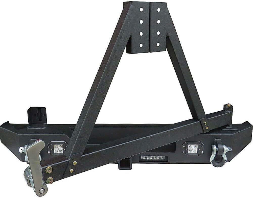 Front and Rear Bumper with Textured Black LED Lights Winch Plate Tire Carrier C264187