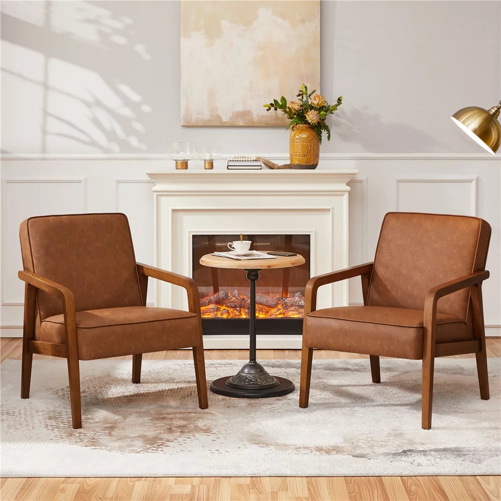 Light Brown Faux Leather Armchair U89396