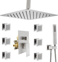 12 Inch Brushed Nickel Rain Shower System with Handheld Shower L759