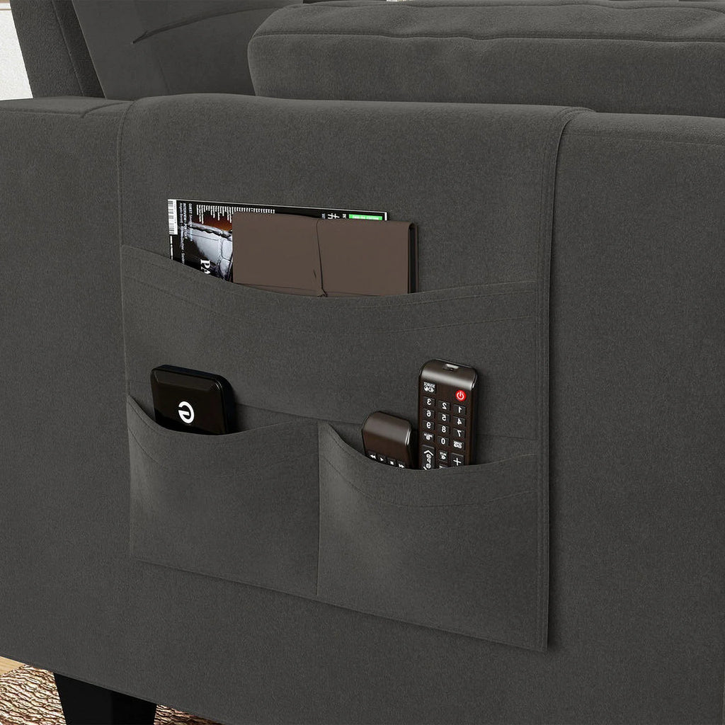 Black Velvet L Shaped Sectional Couch with Reversible Chaises and Storage Ottoman M5603