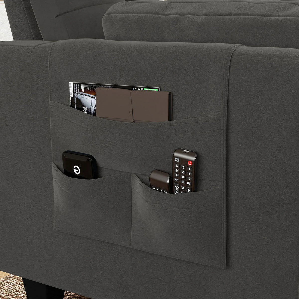 Black Velvet L Shaped Sectional Couch with Reversible Chaises and Storage Ottoman M5603
