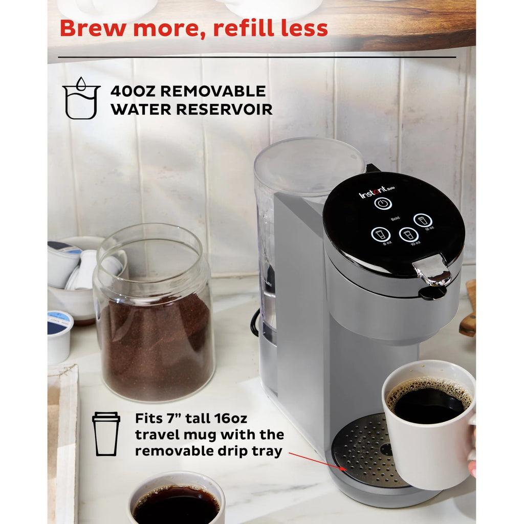 2-in-1 Single Serve Coffee Maker with 3 Brew Sizes, Maroon Red Z6278