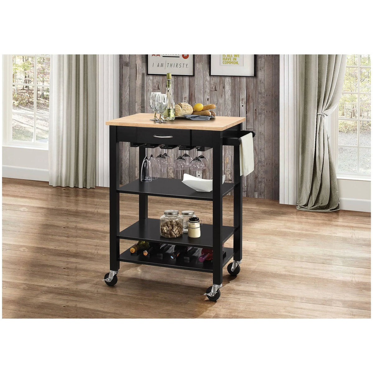 Kitchen Cart Natural & Black C2072