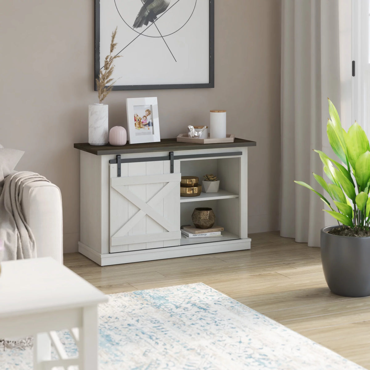 White Farmhouse TV Stand L849