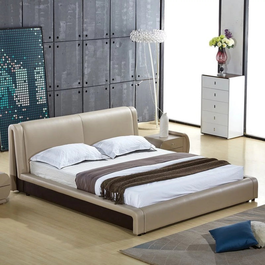 Upholstered Faux Leather Platform Bed I246