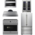 36 Electric Range, Range Hood, Refrigerator, Microwave and Wine Cooler F768