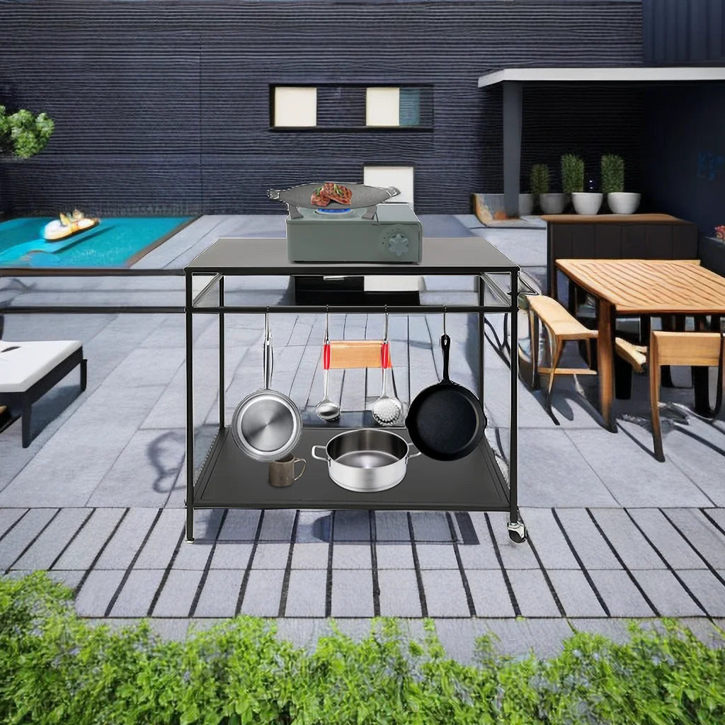 Outdoor Grill Cart with Storage and Spice Rack T81596