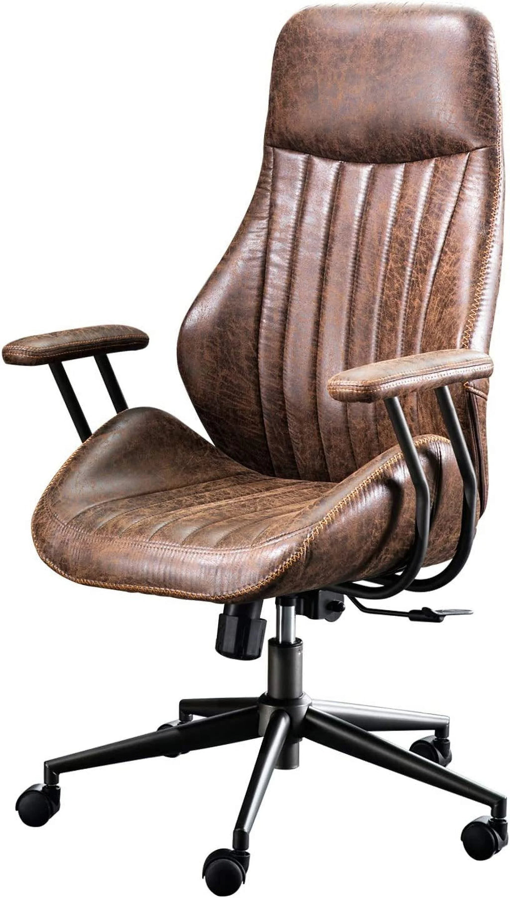 Brown Suede Fabric Ergonomic Office Chair with Lumbar Support V406992