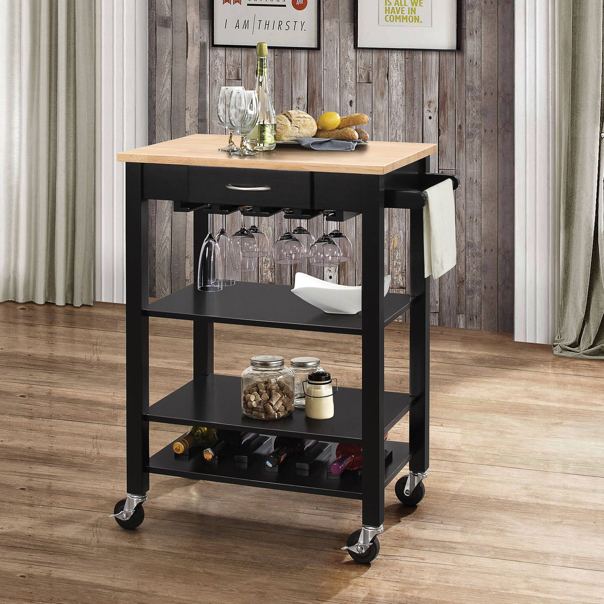 Kitchen Cart Natural & Black C2072