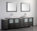 96 in. Double Sink Vanity Cabinet with Ceramic Vessel Sink & Mirror Q875