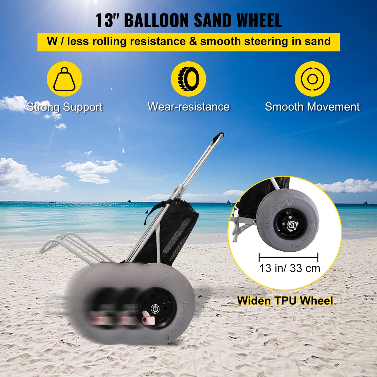 Folding Beach Cart with 12" TPU Balloon Wheels R545