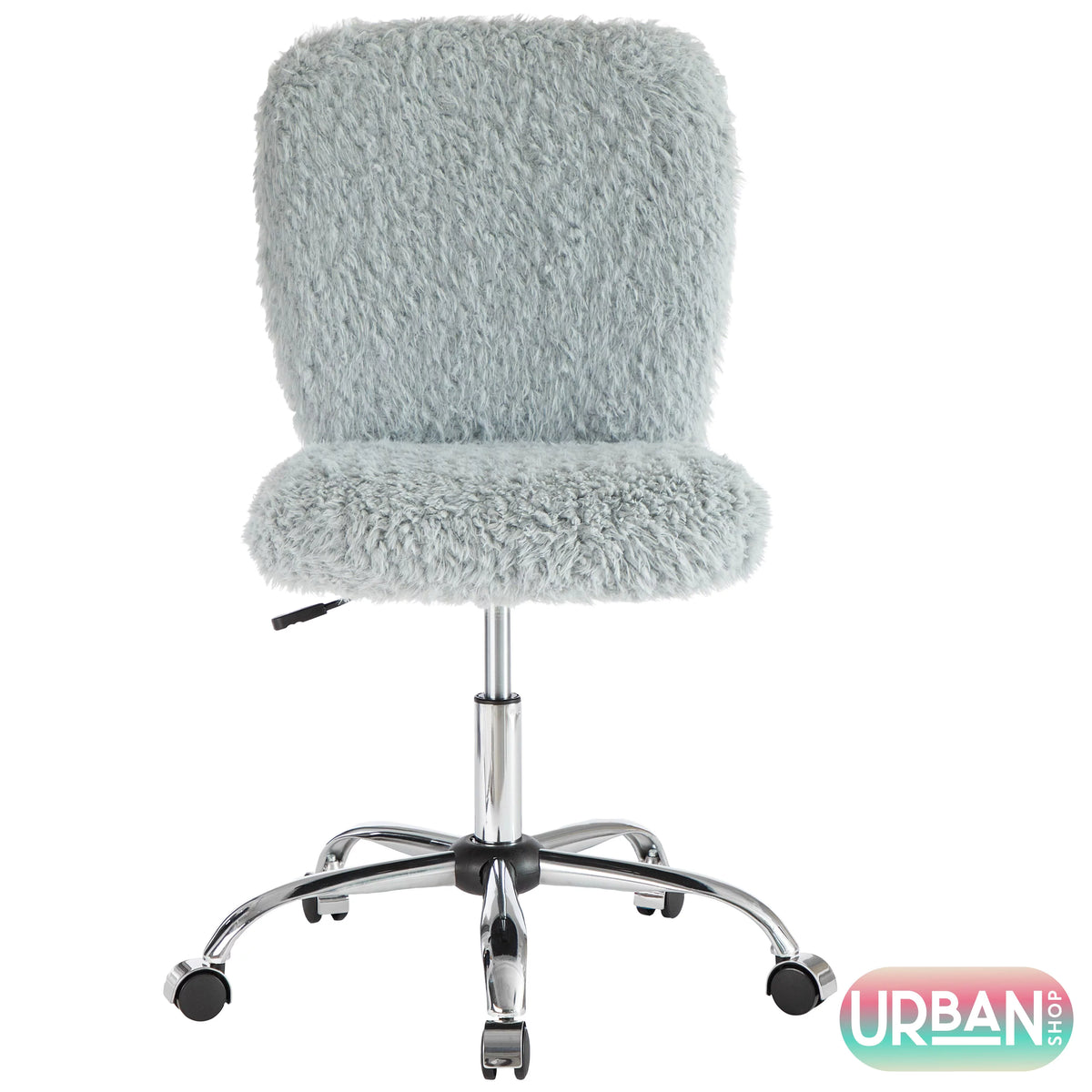 Gray Faux Fur Swivel Office Chair S1290