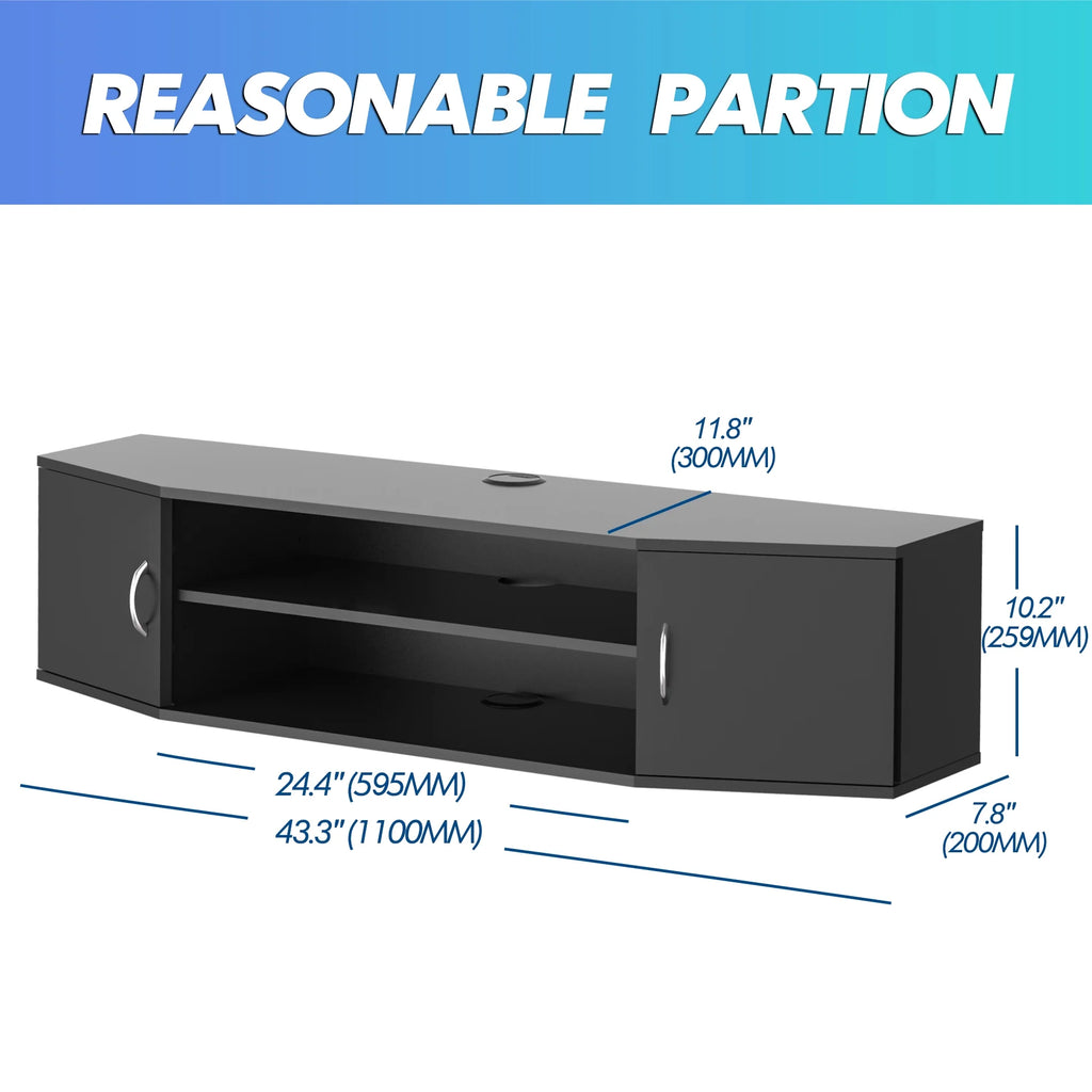 Black Wall Mounted Floating TV Stand C213