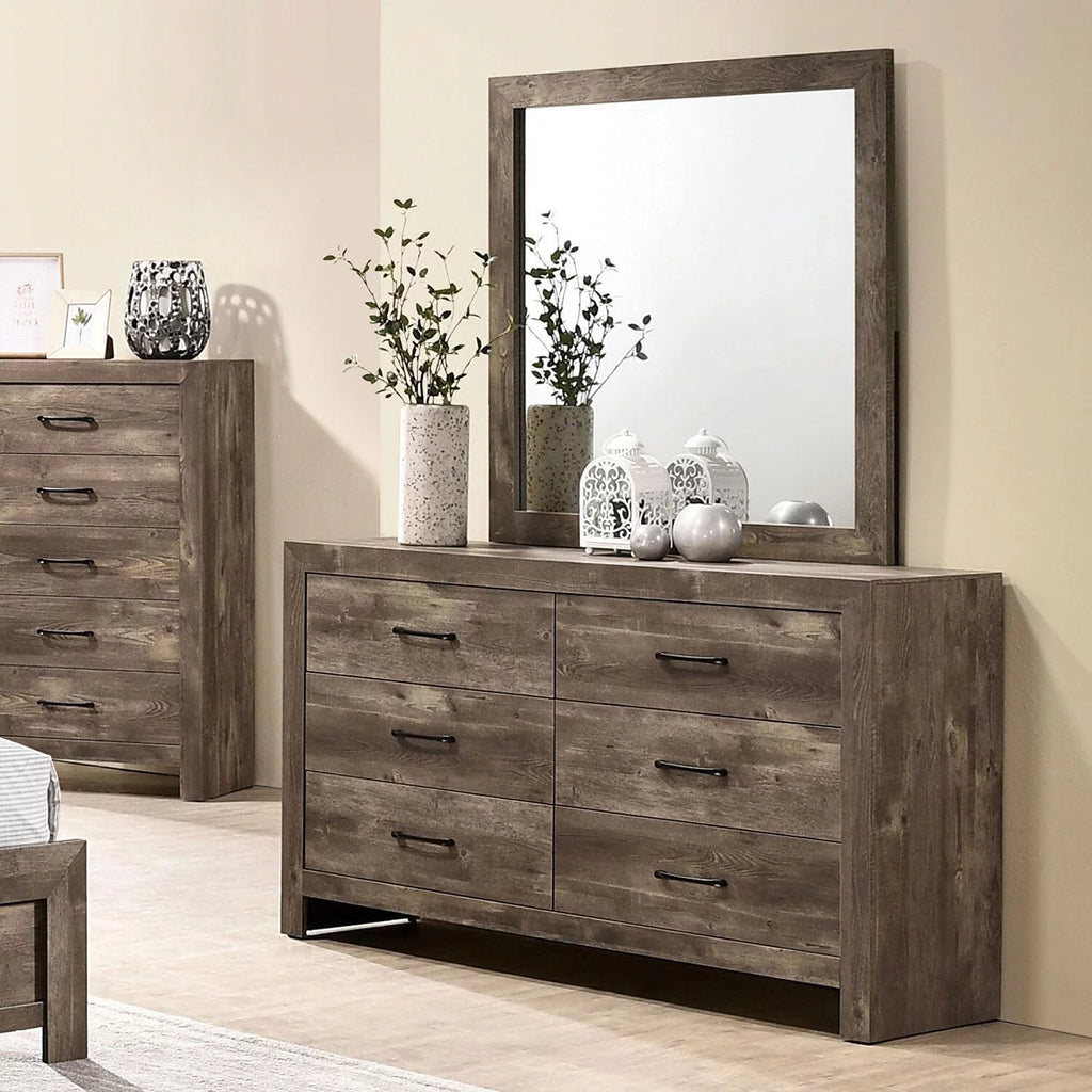 Natural Tone Wood King Bedroom Set 5pcs B83669