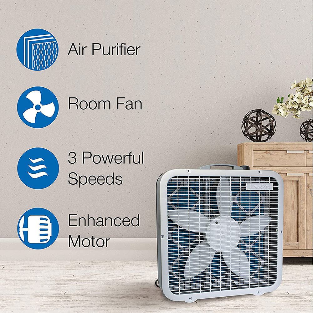 White 3 Speed Air Purifier Box Fan 2 Pack I839492