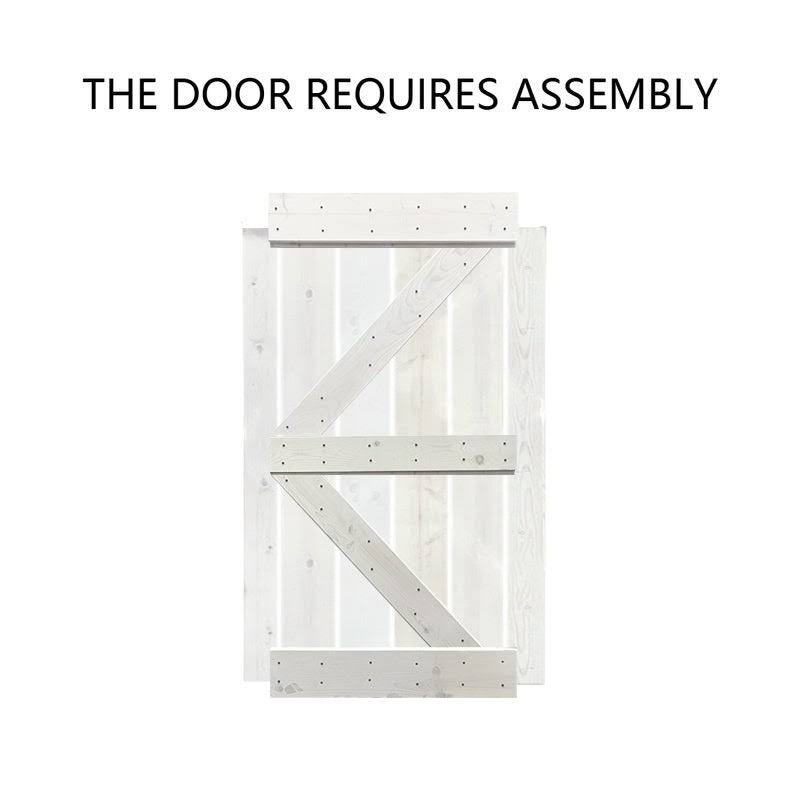 36 in. x 84 in. Gray Stained Knotty Pine Wood Interior Sliding Barn Door with Hardware Kit T220955