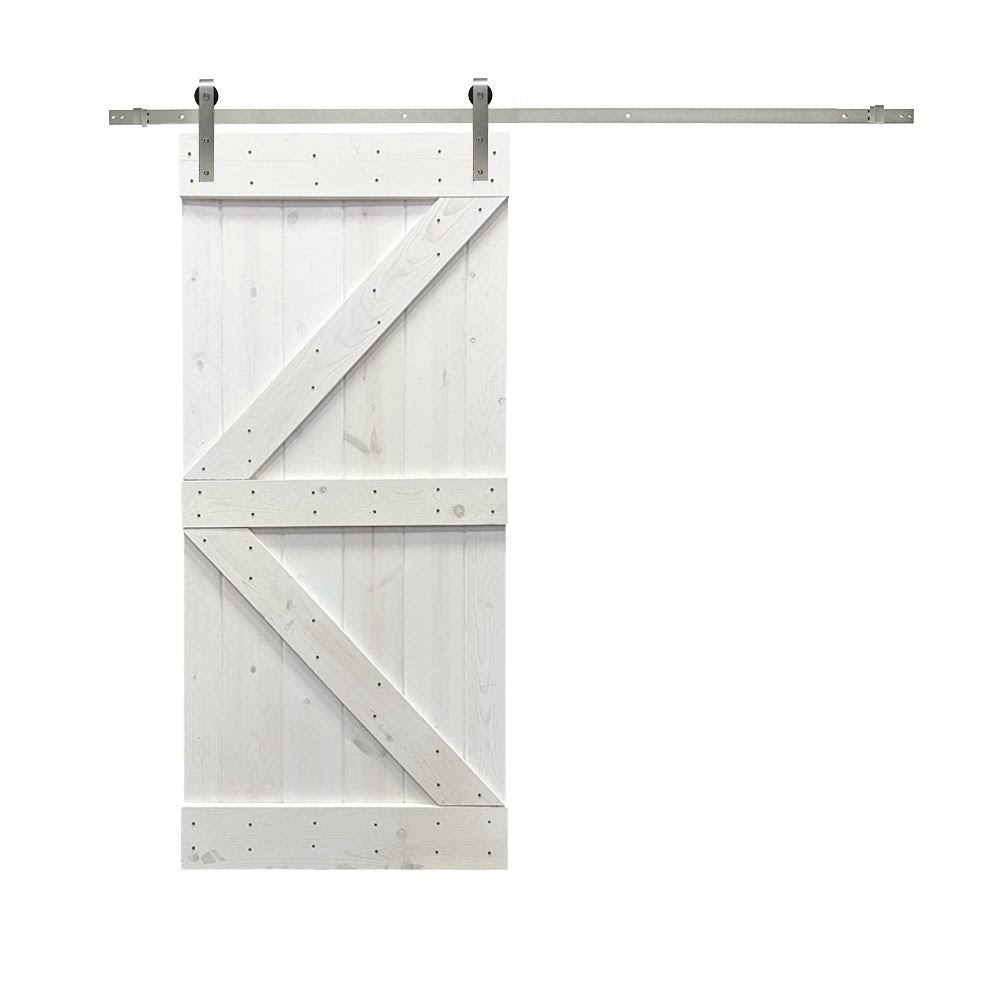 36 in. x 84 in. Gray Stained Knotty Pine Wood Interior Sliding Barn Door with Hardware Kit T220955