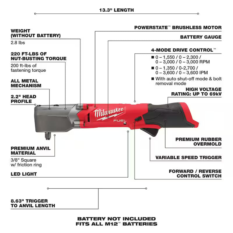 12V Li-Ion Brushless Cordless 3/8 in. Impact Wrench & High Speed Ratchet K962