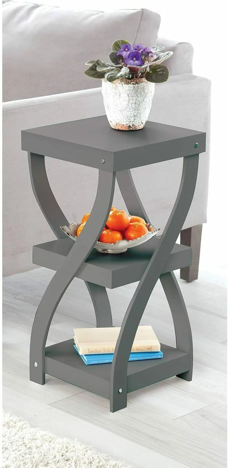 Gray 3 Tier Wooden Side Table with Shelves V833396