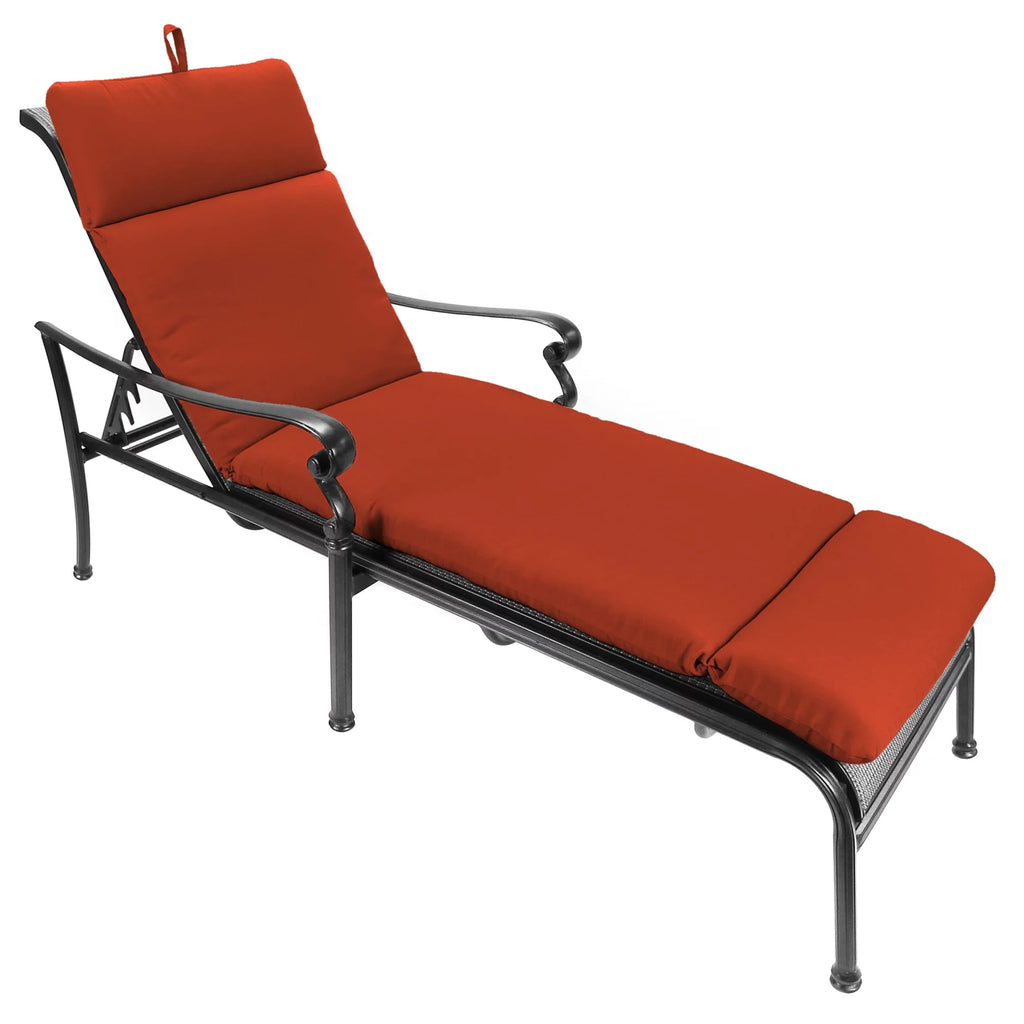 74" x 22" Terracotta Red Outdoor Chaise Lounge Cushion with Ties A293477