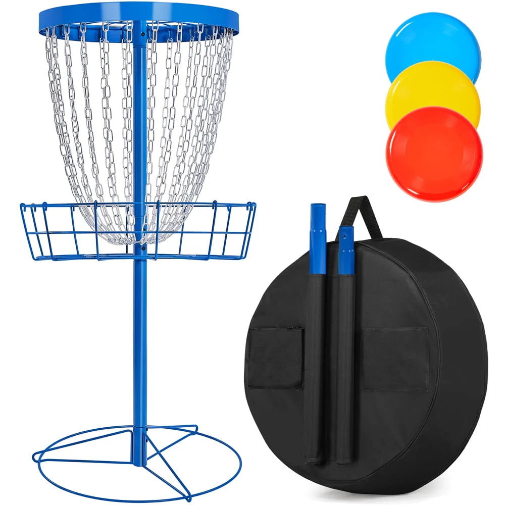Portable Disc Golf Basket with 3 Discs and Carrying Bag Q66160