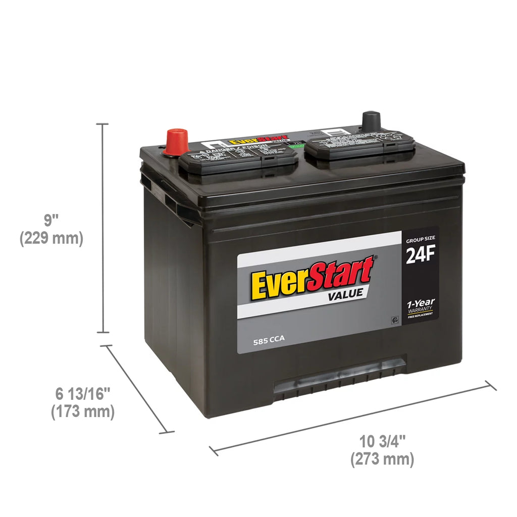 Lead Acid Automotive Battery Group Size 24F 12 Volt 585 CCA A92793