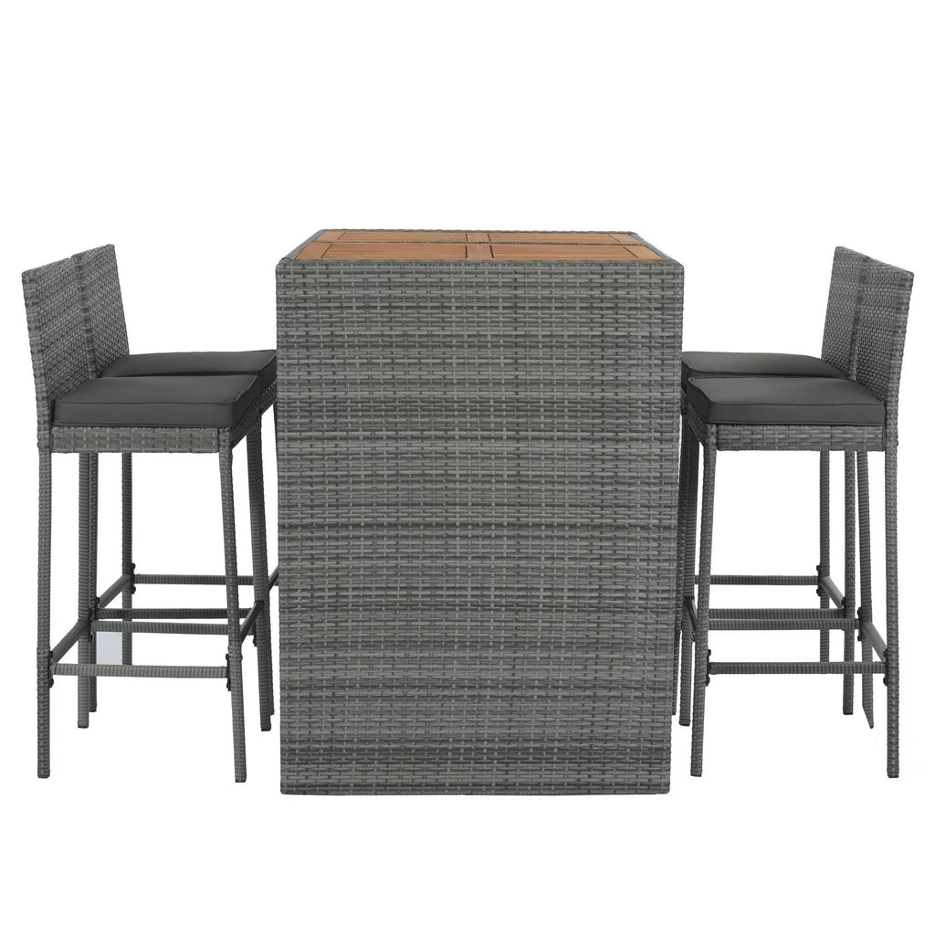 5-pieces Outdoor Patio Wicker Bar Set L267827