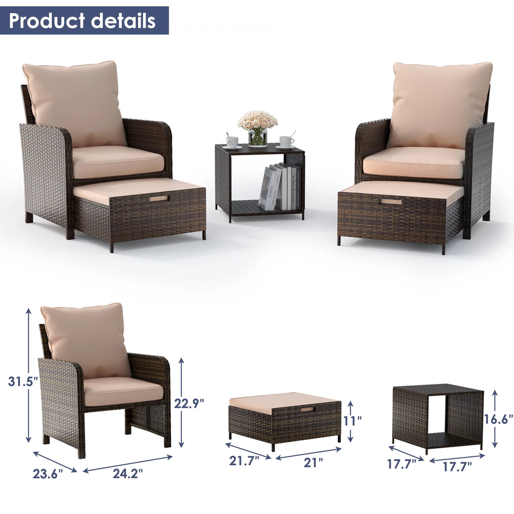 Khaki 5 Piece Patio Furniture Set O426