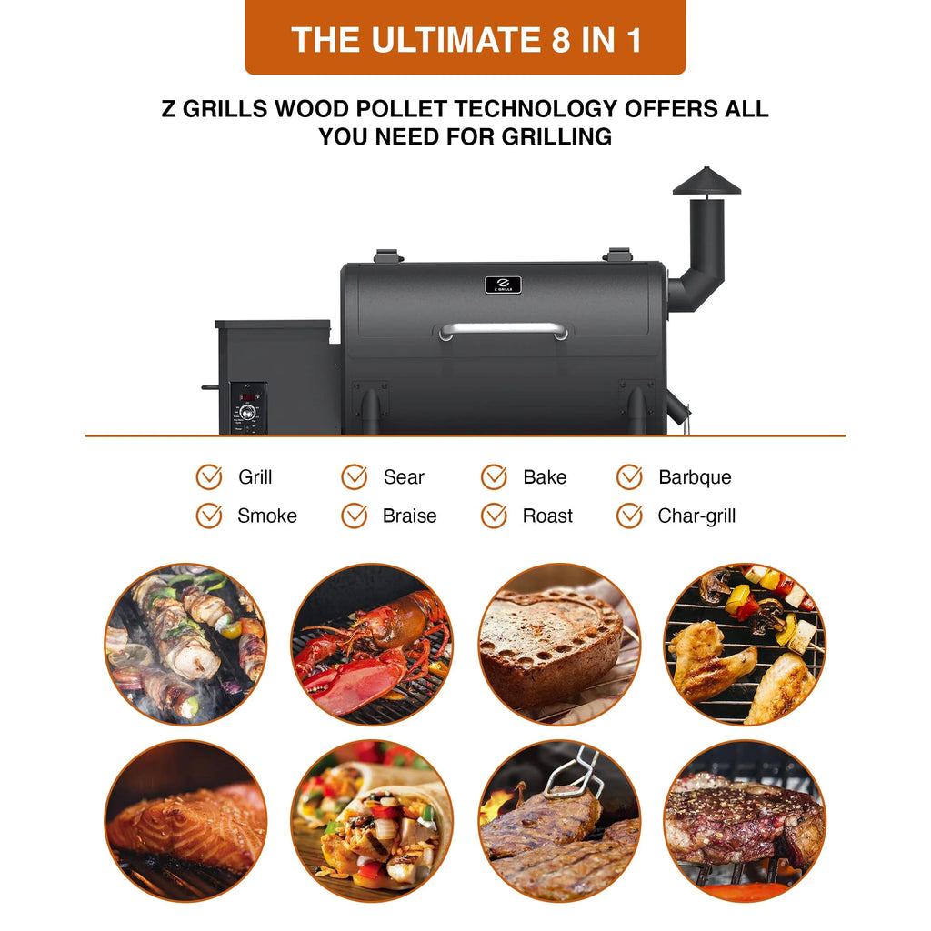 Wood Pellet Grill & Smoker 8-in-1 with Automatic Temperature Control T261111