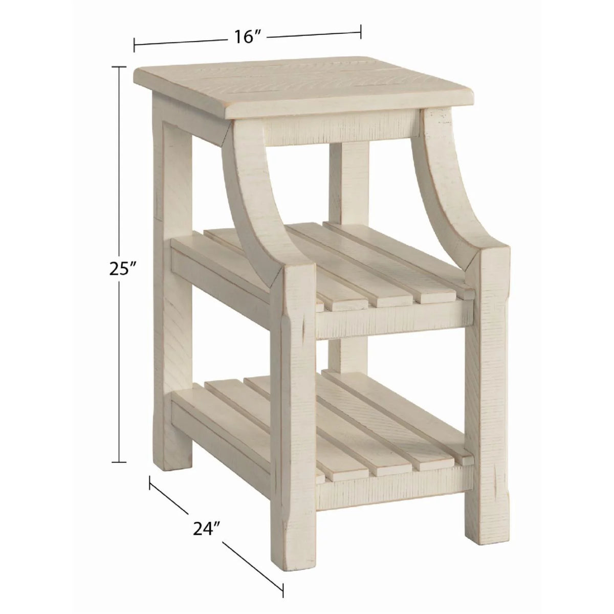 Antique White Solid Wood Chairside Table with Power Q991421