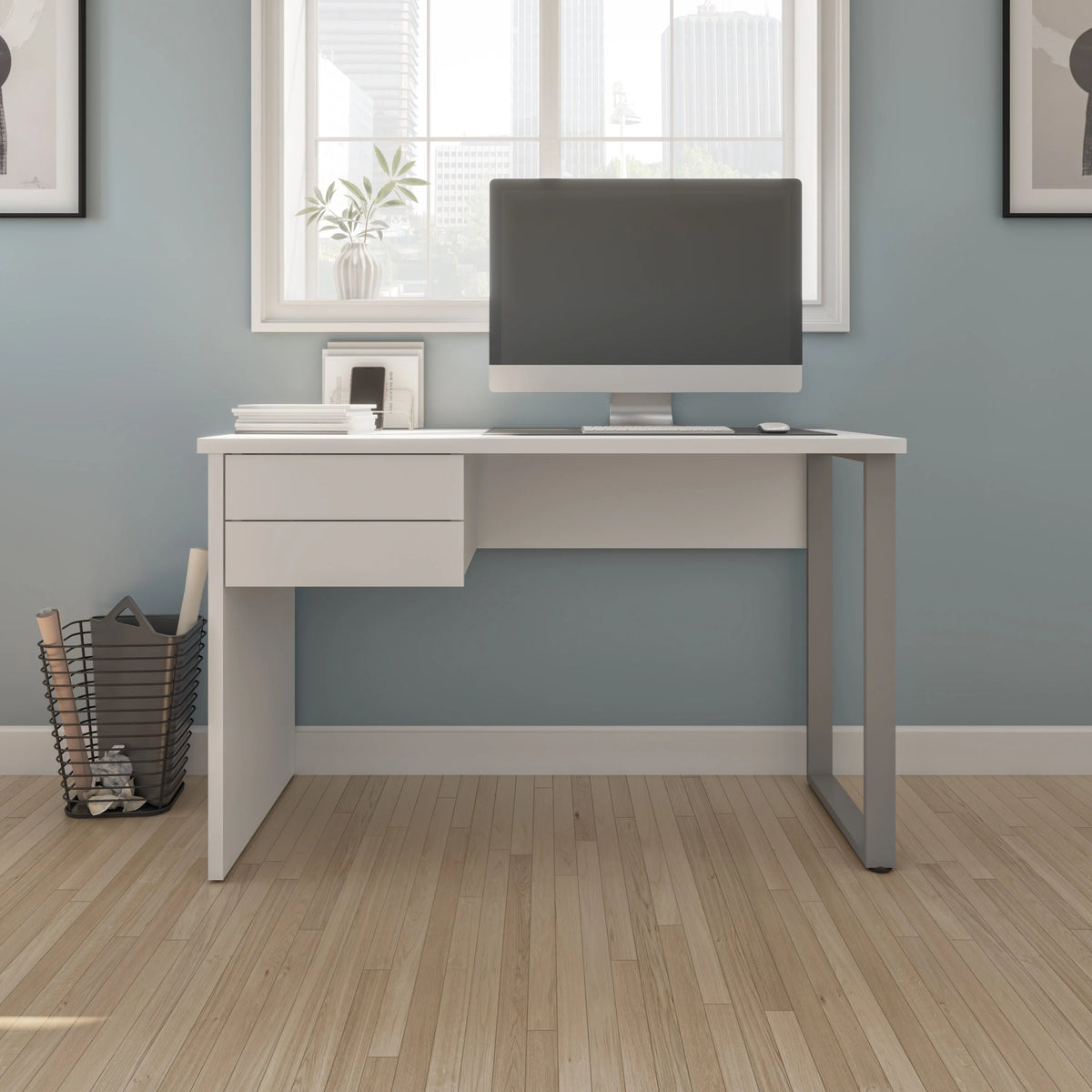 48" Small Table Desk with Metal Leg O442