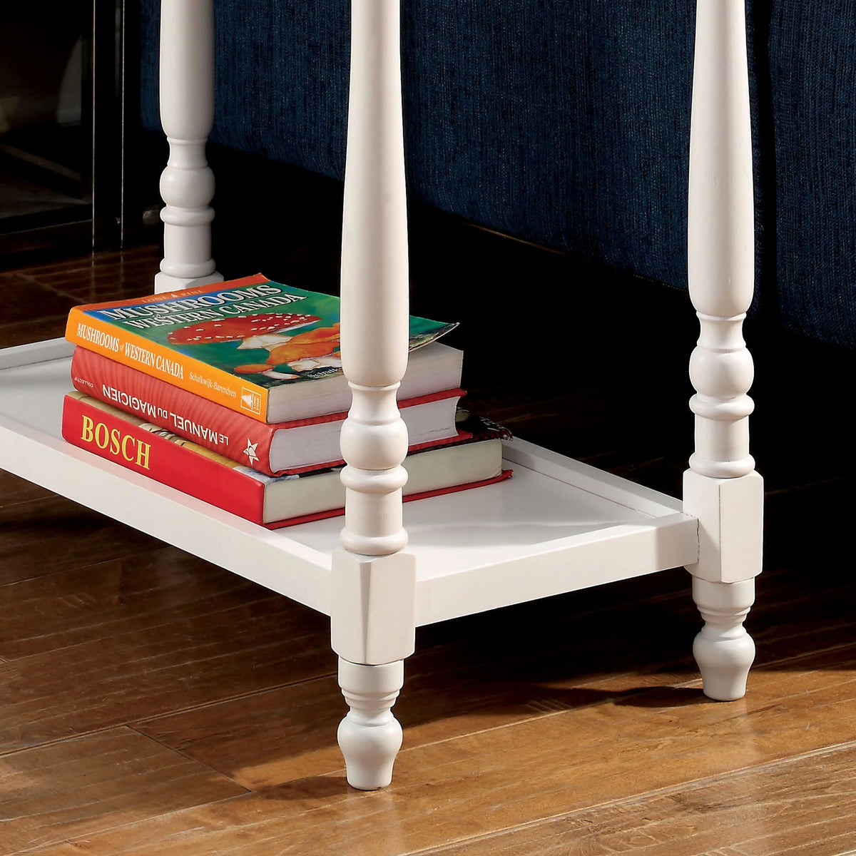 White 25-inch Solid Wood 1-Shelf Side Table X42321