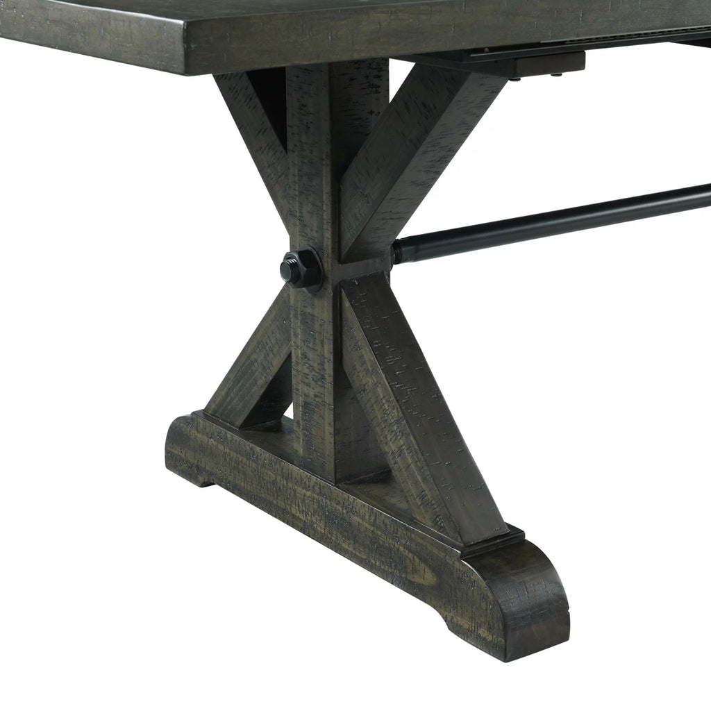 96" Rectangle Extension Pedestal Dining Table Distressed Gray Wood K14389
